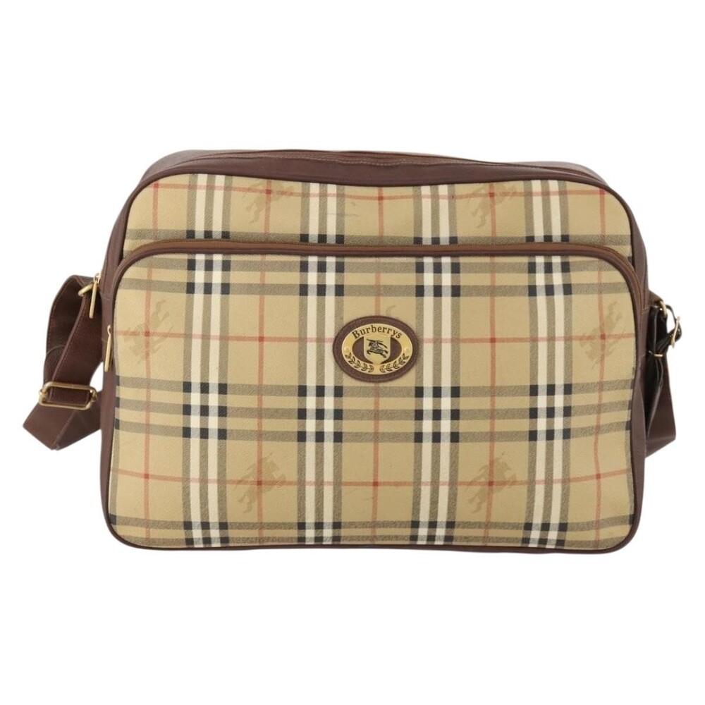 Burberry Nova Check Coated Canvas Shoulder Bag Beige